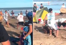 La salvaje pelea entre churreros en medio de la playa en Villa Gesell