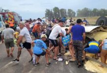 Volcó un camión, murió el chofer y saquearon el cargamento mientras trasladaban el cuerpo de la víctima