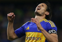 Cavani se perderá el debut de Boca en la Copa Libertadores