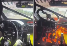 Se prendió fuego un auto en plena carrera del Turismo Nacional en Oberá