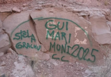 Los turistas que hicieron graffitis en un dique de Mendoza pagaron una multa de más de $2 millones
