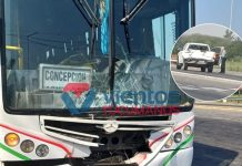 Un colectivo interurbano de la empresa Tesa y una camioneta chocaron esta tarde