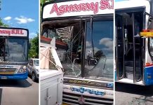 Un colectivo interurbano de pasajeros chocó este sábado contra una camioneta