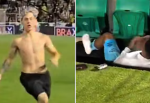 Locura por Neymar: un fanático invadió el campo y empujó a un futbolista del Santos contra los bancos de suplentes