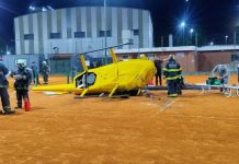 Cayó un helicóptero sobre las canchas de tenis del ex circuito KDT de Palermo: hay 4 personas heridas