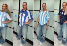 La novia futbolista de Marcos Senesi se probó camisetas de Argentina y entre los dos eligieron cuál es la más linda: “Es un 10″