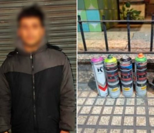 Detuvieron a un hombre por realizar pintadas con aerosol en la fachada de la AMIA