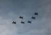 Los aviones de combate F-16 sobrevolaron la Ciudad de Buenos Aires por el 114° aniversario de la Fuerza Aérea Argentina