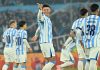 Rodrigo De Paul y Tini Stoessel aparecieron de sorpresa en Racing- Boca: el festejo del mediocampista en el gol de Rojo