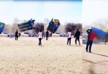 Un remolino de viento levantó un inflable en un evento por el Día del Niño y dos menores resultaron heridos
