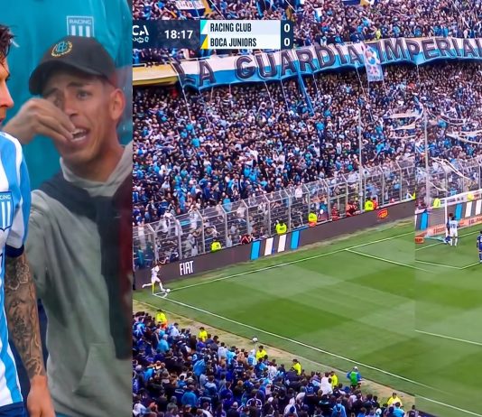 El golazo olímpico de Gastón Lodico con el que Racing se puso en ventaja ante Boca: el gesto previo de un hincha que se volvió viral