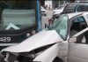 Dos heridos en accidentes en CABA: un colectivo y un auto chocaron cerca del Obelisco y un camión quedó destrozado en una autopista