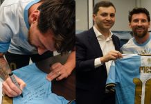 La dedicatoria para los hinchas de River Plate que dejó Messi en la camiseta de Argentina de su despedida